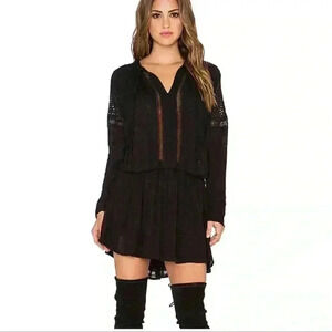 Free People Nomad Peasant Dress in Black Size s
